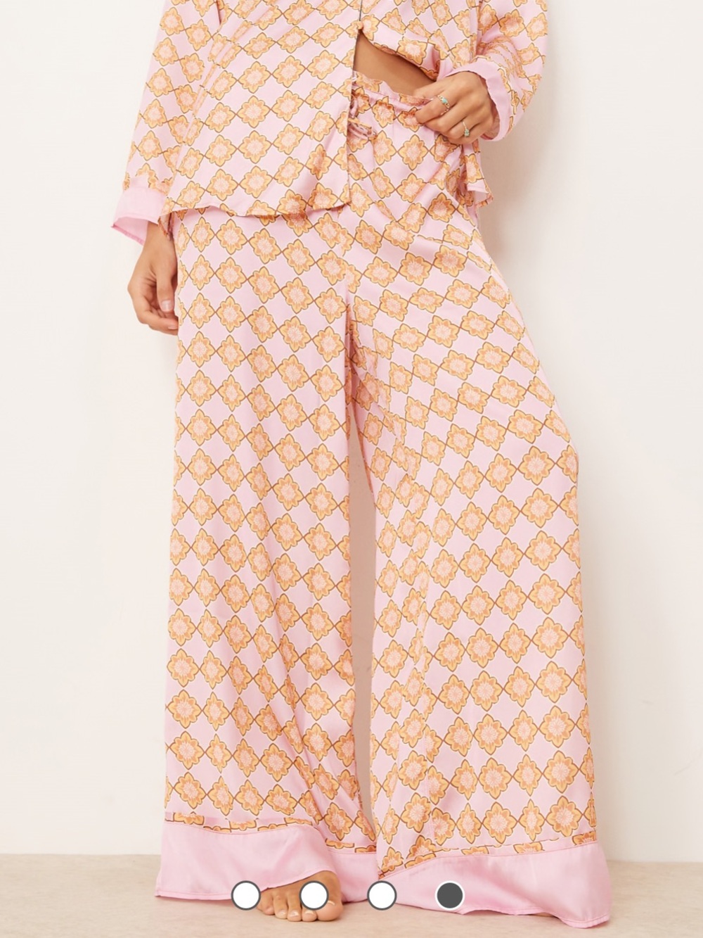 Free People Dreamy Day Pink and Gold Wide-Leg Lounge Pants